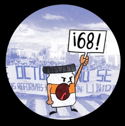 MOVIMIENTO ESTUDIANTIL, 1968 José Luis Gutiérrez provee de pintura acrílica Politec para el movimiento estudiantil 1968